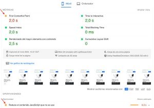 velocidad carga web mobil metricas