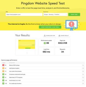 velocidad carga web pingdom tools